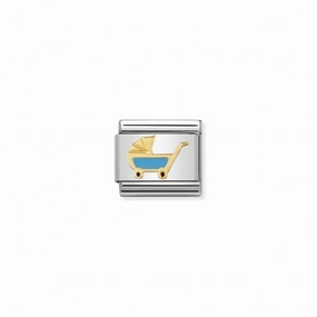 Nomination Composable Link Blue Pram, 18K Gold & Enamel