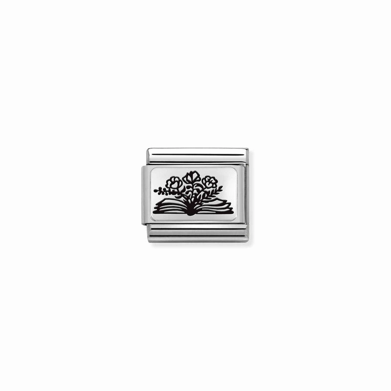 Nomination Composable Link Book With Flowers, Silver