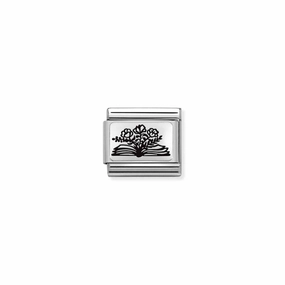 Nomination Composable Link Book With Flowers, Silver