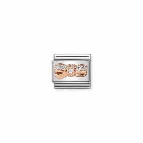 Nomination Composable Link Bow, Cubic Zirconia, 9K Rose Gold