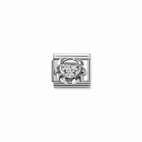 Nomination Composable Link Cancer, Cubic Zirconia, Silver