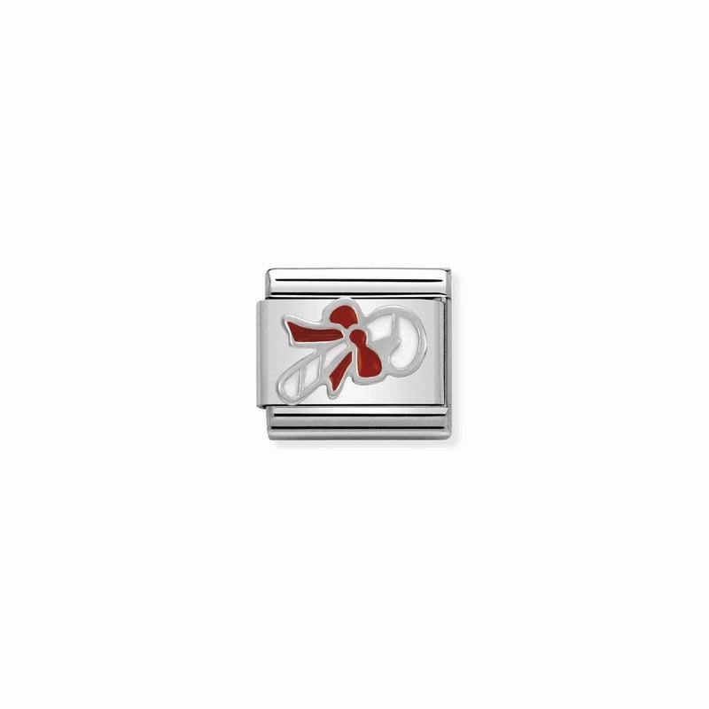 Nomination Composable Link Candy Cane, Silver & Enamel