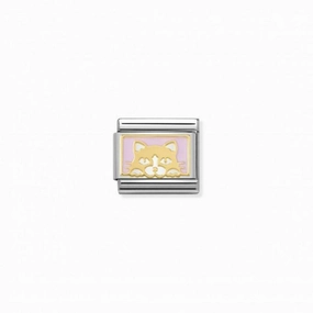 Nomination Composable Link Cat, 18K Gold & Enamel