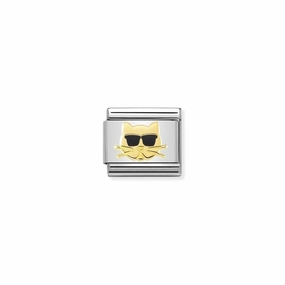Nomination Composable Link Cat With Sunglasses, 18K Gold & Enamel