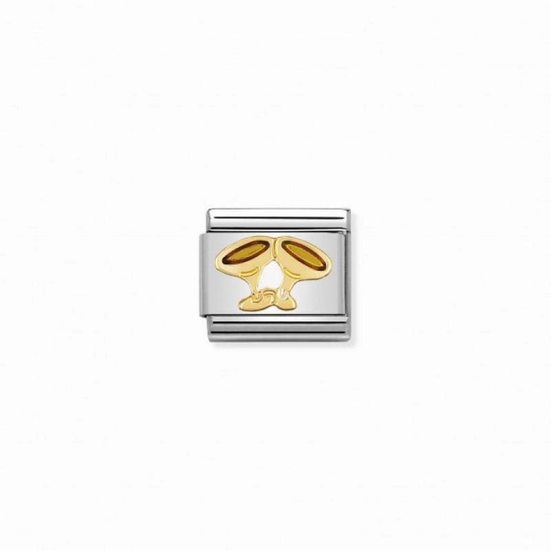 Nomination Composable Link Champagne Glasses, 18K Gold & Enamel