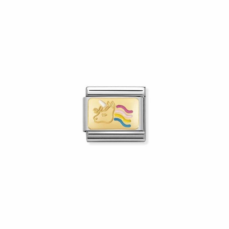 Nomination Composable Link Colourful Unicorn, 18K Gold & Enamel