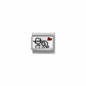 Nomination Composable Link Couple with Heart, Silver & Enamel