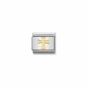 Nomination Composable Link Cross, 18K Gold