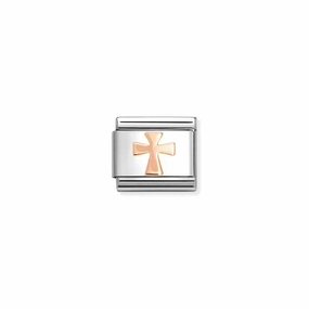 Nomination Composable Link Cross, 9K Rose Gold
