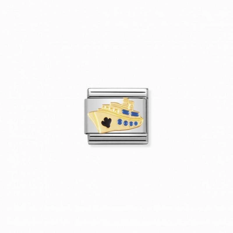 Nomination Composable Link Cruise Ship, 18K Gold & Enamel
