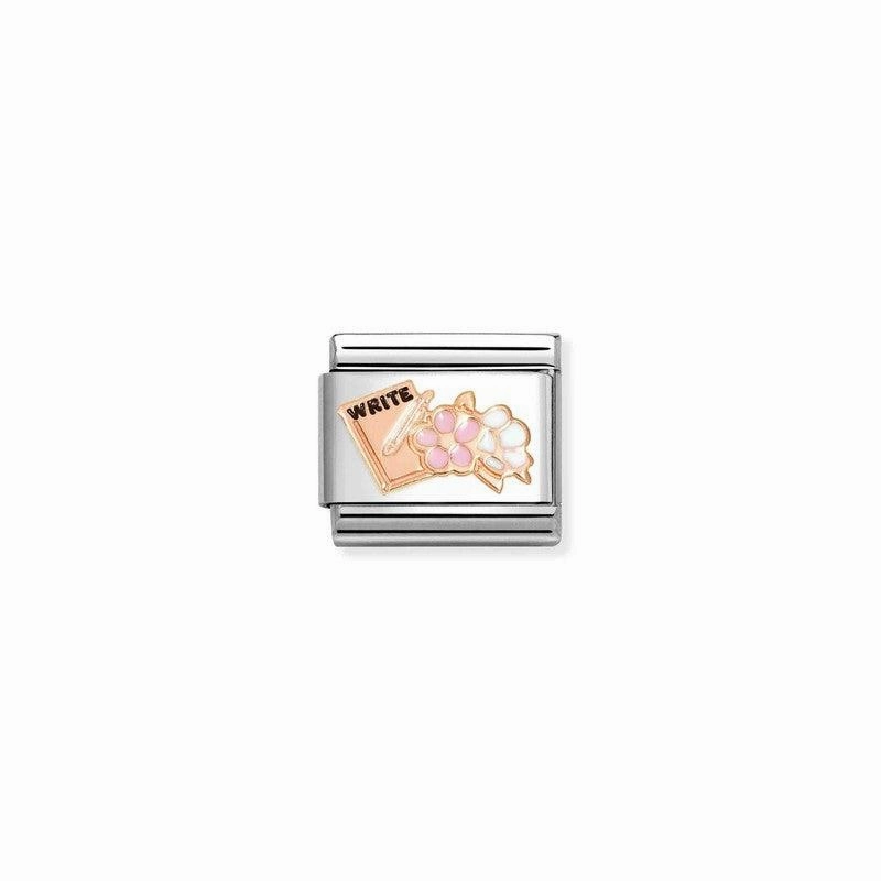Nomination Composable Link Diary With Flowers, 9K Rose Gold & Enamel