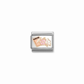 Nomination Composable Link Diary With Flowers, 9K Rose Gold & Enamel