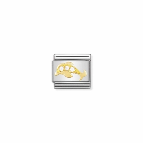 Nomination Composable Link Dolphin, Cubic Zirconia, 18K Gold