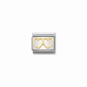 Nomination Composable Link Double Heart, 18K Gold