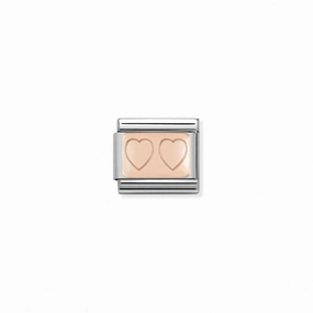 Nomination Composable Link Double Hearts, 9K Rose Gold