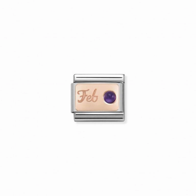 Nomination Composable Link February, Amethyst Stone, 9K Rose Gold
