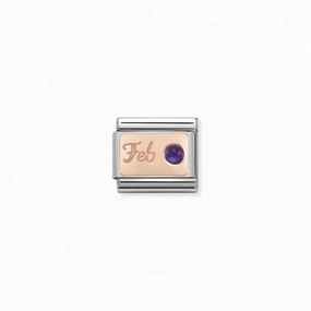 Nomination Composable Link February, Amethyst Stone, 9K Rose Gold