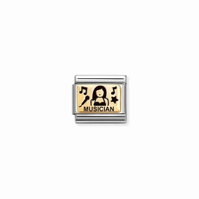 Nomination Composable Link Female Musician, 18K Gold & Enamel