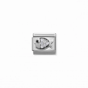 Nomination Composable Link Fish, Cubic Zirconia, Silver