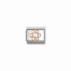 Nomination Composable Link Flower, Mother Of Pearl, 9K Rose Gold