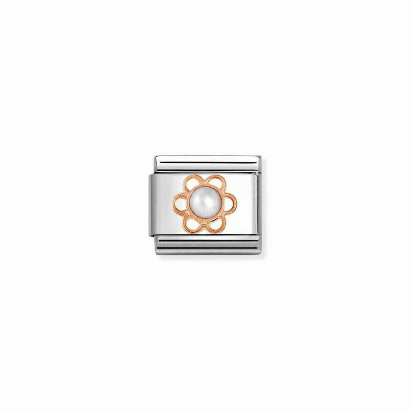 Nomination Composable Link Flower, Mother Of Pearl, 9K Rose Gold