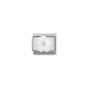 Nomination Composable Link Flower, Mother Of Pearl Stone, 9K Rose Gold