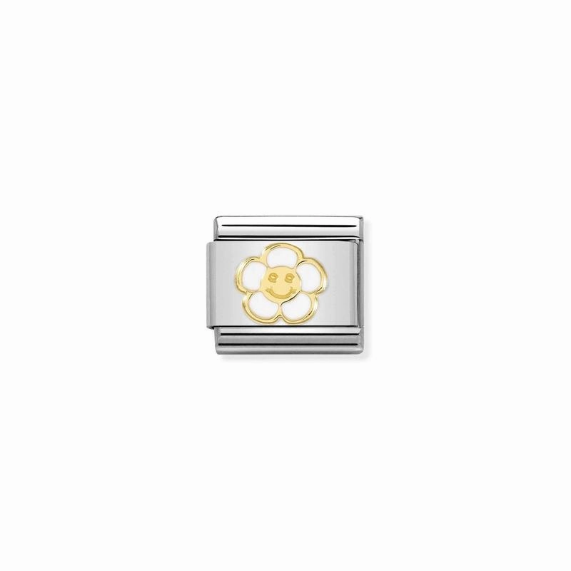 Nomination Composable Link Flower, Smile, 18K Gold & Enamel