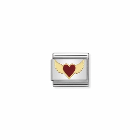 Nomination Composable Link Flying Heart, 18K Gold & Enamel