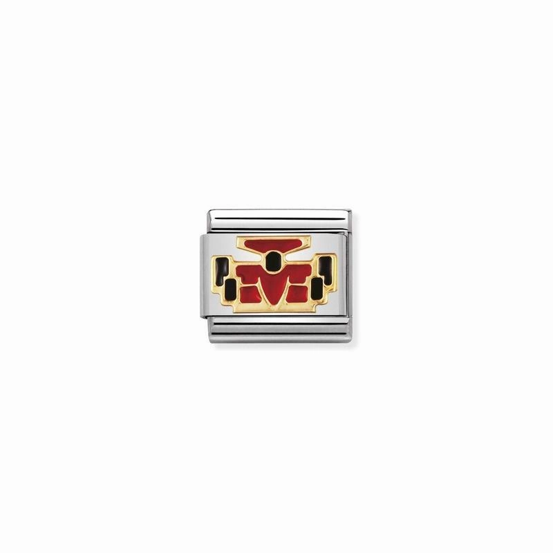 Nomination Composable Link Formula 1, 18K Gold & Enamel