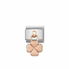 Nomination Composable Link Four-Leaf Clover Hanging Charm, 9K Rose Gold