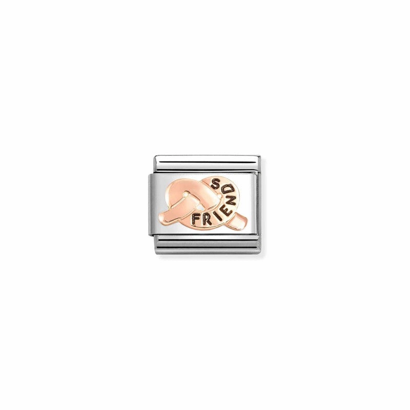 Nomination Composable Link Friends Promises Knot, 9K Rose Gold & Enamel