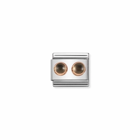 Nomination Composable Link Fume Quartz Double Stone, 9K Rose Gold