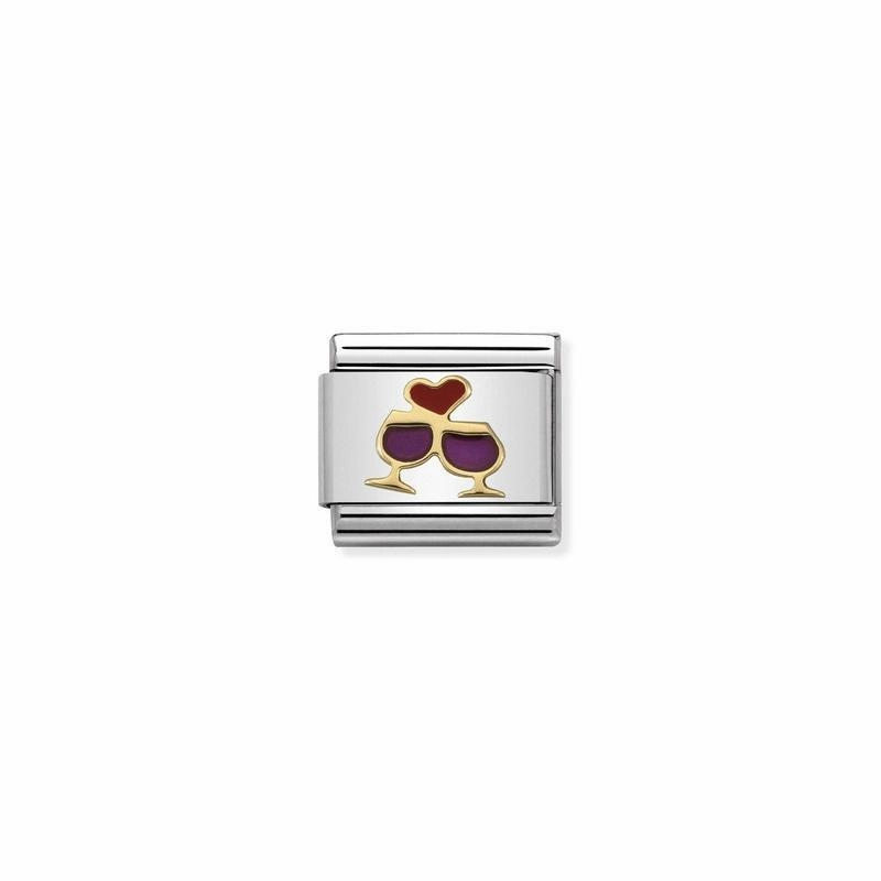 Nomination Composable Link Glasses With Heart, 18K Gold & Enamel