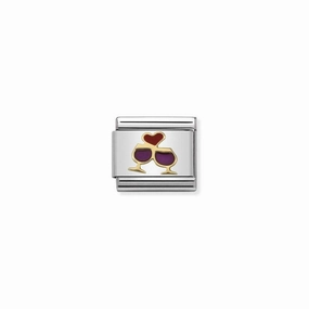 Nomination Composable Link Glasses With Heart, 18K Gold & Enamel