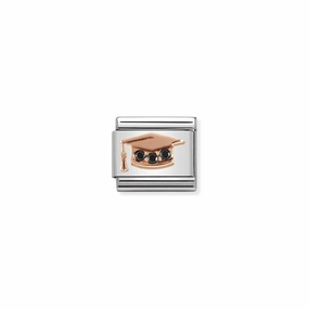 Nomination Composable Link Graduation Hat, Cubic Zirconia, 9K Rose Gold