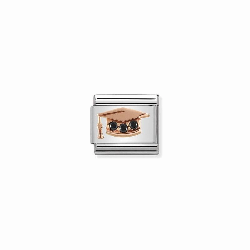 Nomination Composable Link Graduation Hat, Cubic Zirconia, 9K Rose Gold