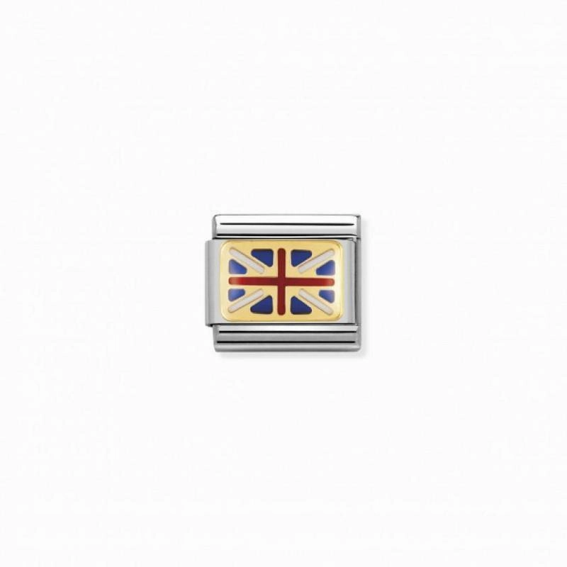 Nomination Composable Link Great Britain Flag, 18K Gold & Enamel