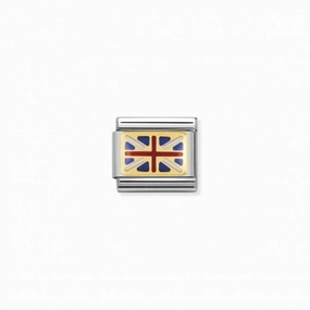 Nomination Composable Link Great Britain Flag, 18K Gold & Enamel