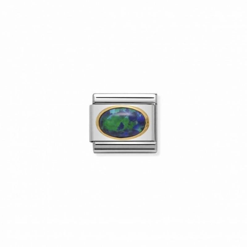 Nomination Composable Link Green Stone, 18K Gold