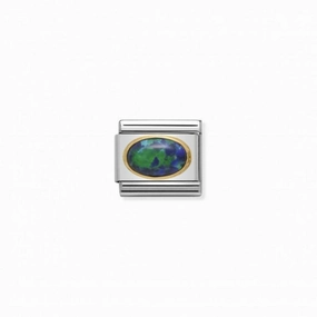 Nomination Composable Link Green Stone, 18K Gold