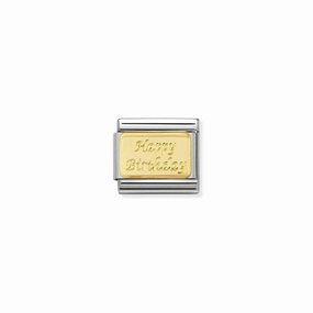 Nomination Composable Link Happy Birthday, 18K Gold