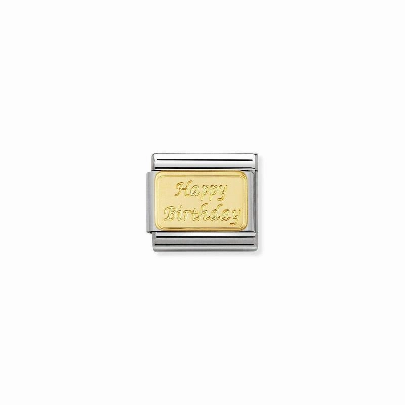 Nomination Composable Link Happy Birthday, 18K Gold