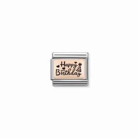 Nomination Composable Link Happy Birthday, 9K Rose Gold