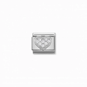 Nomination Composable Link Heart, Cubic Zirconia, Silver