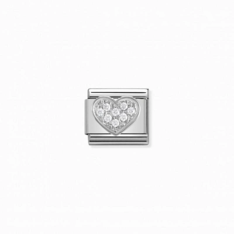 Nomination Composable Link Heart, Cubic Zirconia, Silver