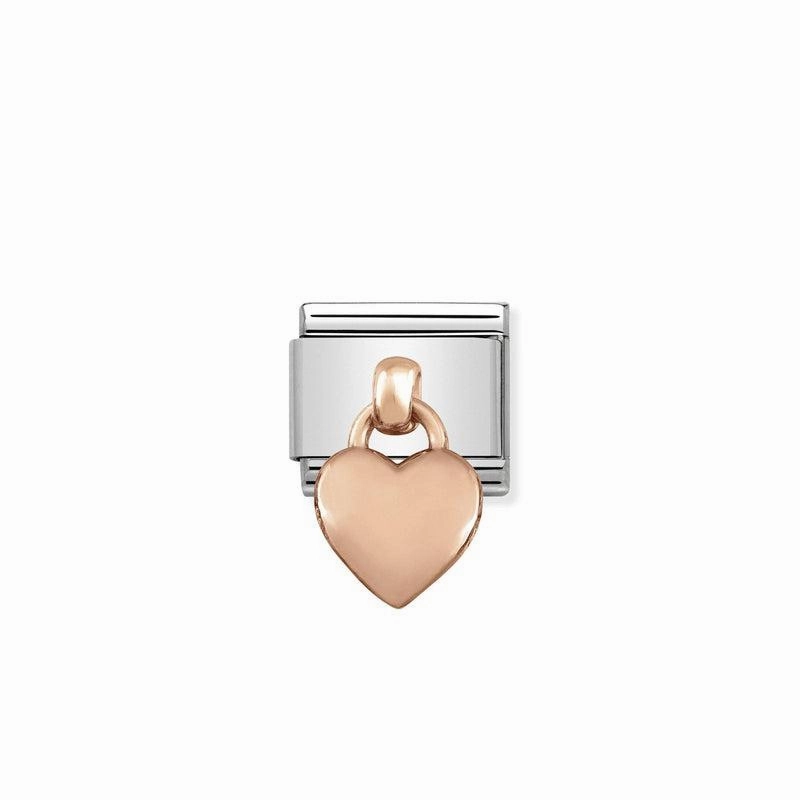 Nomination Composable Link Heart Hanging Charm, 9K Rose Gold