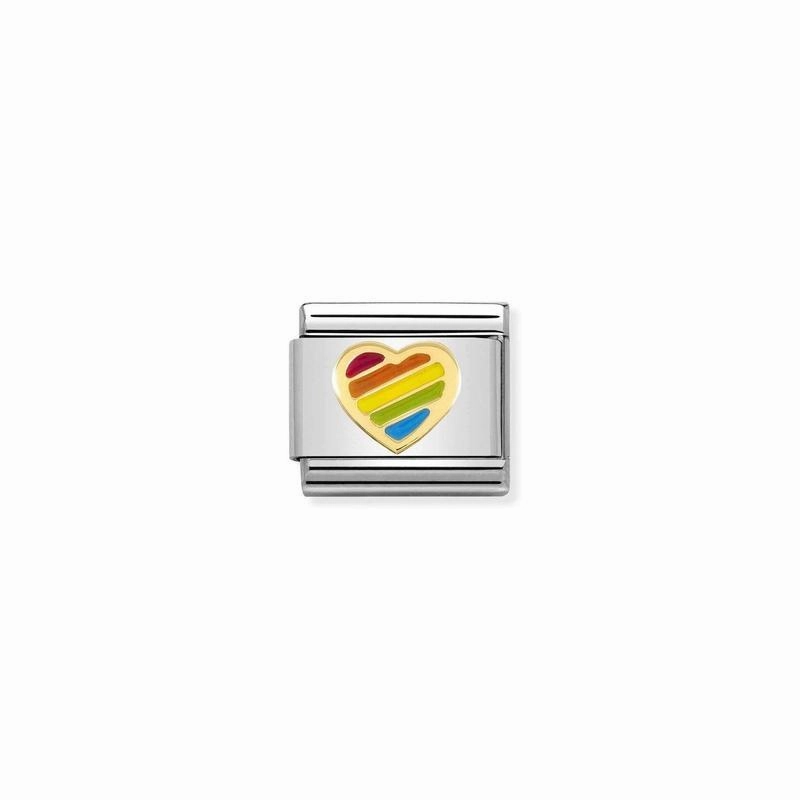 Nomination Composable Link Heart, Rainbow, 18K Gold & Enamel