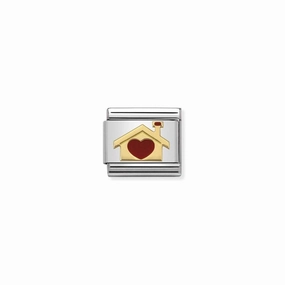 Nomination Composable Link Home With Heart, 18K Gold & Enamel