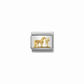 Nomination Composable Link Horse, Rider, 18K Gold