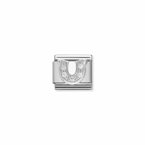Nomination Composable Link Horseshoe, Cubic Zirconia, Silver